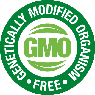 GMO-free stamp — BloodPril transparent ingredient guarantee
